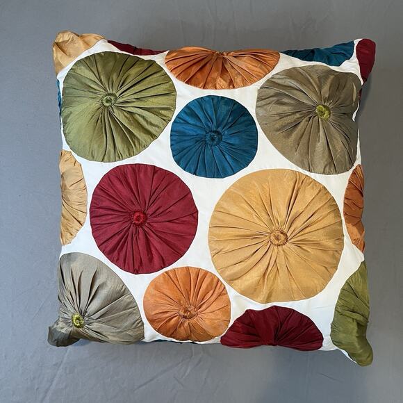 1 Pier 1 Import Colorful Circle Print Applique Throw Sofa Pillow Decorative 15" - Picture 1 of 3